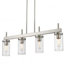  7011-LP PW-CLR - Winslett Linear Pendant in Pewter with Ribbed Clear Glass Shades